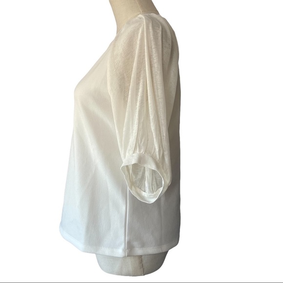 NEW WITH TAGS Banana Republic white 3/4 flowy sleeve shirt top - Picture 3 of 10